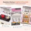 BIERUM Play Kitchen, Wooden Kids Kitchen Playset for Toddlers with Real Lights & Sounds, Height Adjustable Toys Kitchen with 30 Pcs Toy Food & Cookware Accessories (Pink) view 2