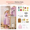 BIERUM Play Kitchen, Wooden Kids Kitchen Playset for Toddlers with Real Lights & Sounds, Height Adjustable Toys Kitchen with 30 Pcs Toy Food & Cookware Accessories (Pink) view 3