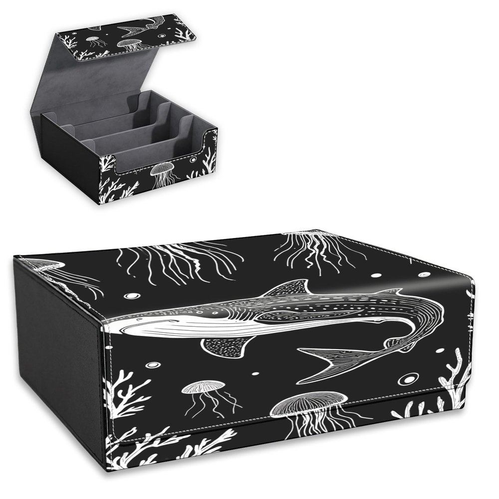 ETLKJVBL for MTG Deck Box Organizer, Trading Card Storage Box for 1800+, Whale Shark and Jellyfish Protective Case for MTG commander deck, Ideal for TCG Games and Card Collectors