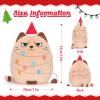 AGIFTMIND 12 inch Christmas Cat Stuffed Animals Funny Xmas Plush Pillow Holiday Decoration Gifts for Cat Mom Lovers (Beige) view 2