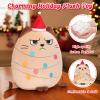 AGIFTMIND 12 inch Christmas Cat Stuffed Animals Funny Xmas Plush Pillow Holiday Decoration Gifts for Cat Mom Lovers (Beige) view 4