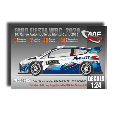 MF-Zone DC2475 1/24 Decal for F0rd Fiesta WRC 2020 88 Rallye Automobile de Montecarlo 2020