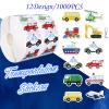 1000 PCS Cartoon Car Stickers Roll Fun Circular Truck Stickers for Kids Perfect for Kindergarten Teacher Rewards Children's Birthday Party School Gifts view 3