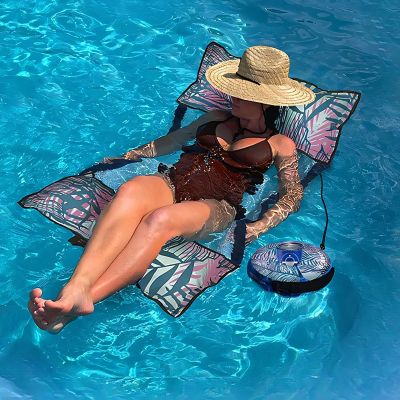 2-in-1 Floating Hammock & Beach Tote, Floating Lounge Chair for Pool, Foldable Multipurpose Float N' Tote Inflatable Water Hammock Pool Floats & Swimming Lounger for Adults (Multicolor)