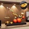 LMXWLYLYT Decorative Chinese Feng Shui Crystal Ball Gourd Ornament with Persimmons, Luxury Home Decor Display Set (Design 2) view 1