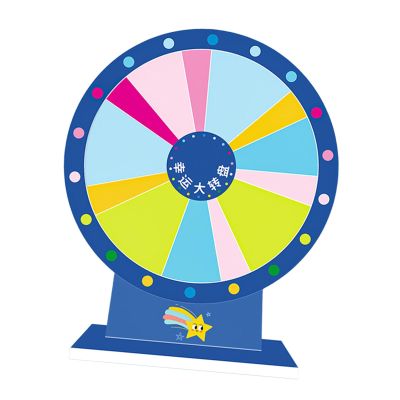 Fancyes Tabletop Prize Turntable Tabletop Fortune Wheel Compact with Pen Rotating Prize Wheels for Fortune Teaching Activity, Style B
