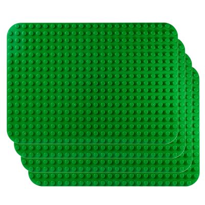 Apostrophe Games Green Building Block Base Plate for Large Blocks 15" x 10" - Compatible with Major Brands, STEM Learning (4X Green)