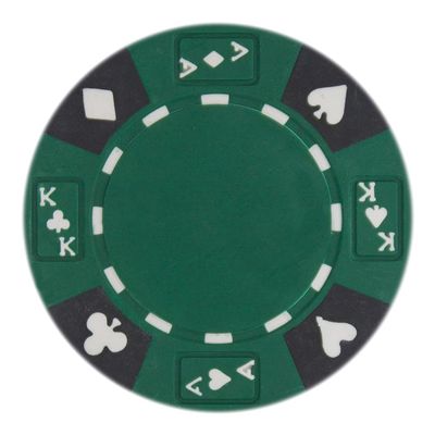 Playzaic 14-gram Ace King Premium Poker Chips (50-Pack) Heavy Clay Composite Set - Bulk Blank Casino Chips - No Denominations for Texas Holdem, Blackjack - Betting Game Accessories (Green)