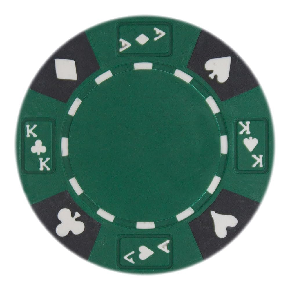 Playzaic 14-gram Ace King Premium Poker Chips (50-Pack) Heavy Clay Composite Set - Bulk Blank Casino Chips - No Denominations for Texas Holdem, Blackjack - Betting Game Accessories (Green)