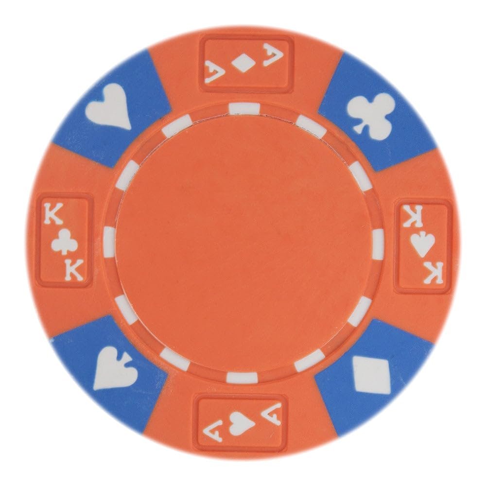 Playzaic 14-gram Ace King Premium Poker Chips (50-Pack) Heavy Clay Composite Set - Bulk Blank Casino Chips - No Denominations for Texas Holdem, Blackjack - Betting Game Accessories (Orange)