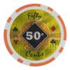 Playzaic 14-gram Black Diamond Poker Chips (50-Pack) Heavy Clay Composite Set - Bulk Casino Chips with Denominations for Texas Holdem, Blackjack - Betting Game Accessories ($0.50 Orange) view 1