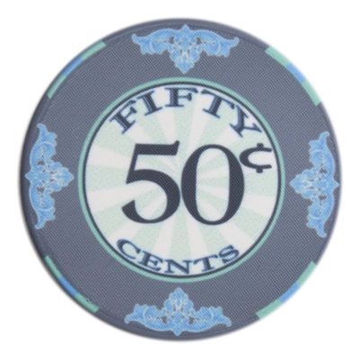 Playzaic 10-gram Scroll Premium Poker Chips (50-Pack) Casino Ceramic Set - Bulk Casino Chips with Denominations for Texas Holdem, Blackjack - Betting Game Accessories ($0.50 Gray)