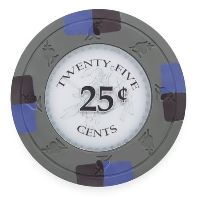 Playzaic 13.5-gram Poker Knights Premium Poker Chips (50-Pack) Heavy Clay Composite Set - Bulk Casino Chips with Denominations for Texas Holdem, Blackjack - Betting Game Accessories ($0.25 Gray)