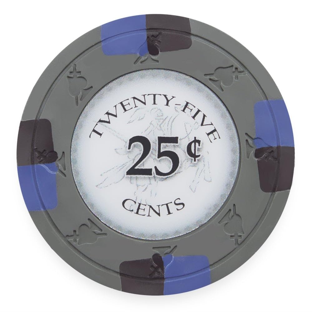 Playzaic 13.5-gram Poker Knights Premium Poker Chips (50-Pack) Heavy Clay Composite Set - Bulk Casino Chips with Denominations for Texas Holdem, Blackjack - Betting Game Accessories ($0.25 Gray)
