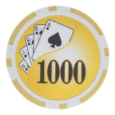 Playzaic 14-gram Yin Yang Poker Chips (50-Pack) Heavy Clay Composite Set - Bulk Casino Chips with Denominations for Texas Holdem, Blackjack - Betting Game Accessories ($1,000 Yellow)