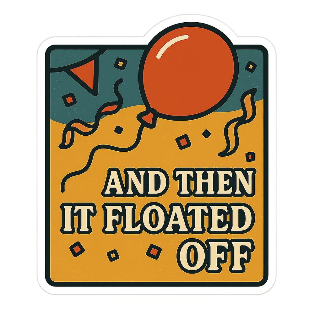 Balloon Flying Away Mid-Party Sticker (2.5" x 3")