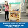 Learning Resources My First Farmstand - Farmers Market Stand Toy for Kids, Rolling Cart with Pretend Play Food, Fruit and Vegetable Baskets, Toddler & Preschool Grocery Shopping Playset view 3