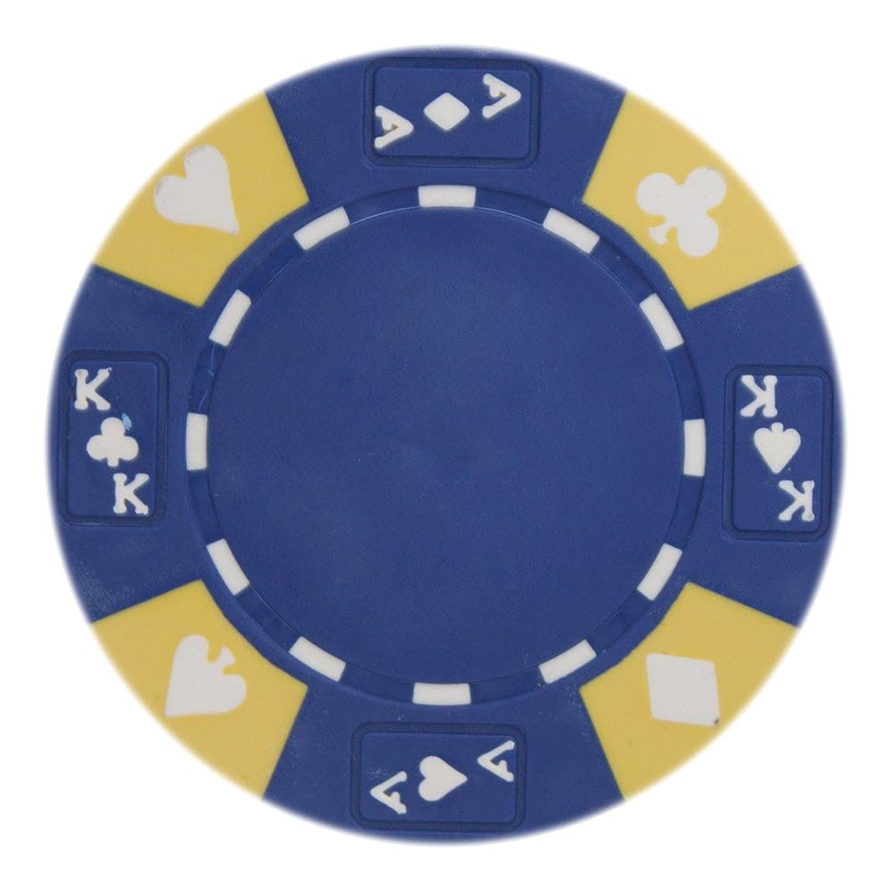 Playzaic 14-gram Ace King Premium Poker Chips (50-Pack) Heavy Clay Composite Set - Bulk Blank Casino Chips - No Denominations for Texas Holdem, Blackjack - Betting Game Accessories (Blue)