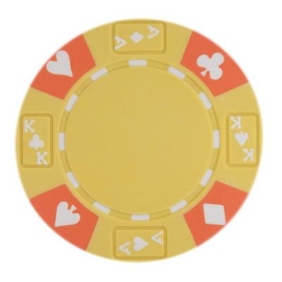 Playzaic 14-gram Ace King Premium Poker Chips (50-Pack) Heavy Clay Composite Set - Bulk Blank Casino Chips - No Denominations for Texas Holdem, Blackjack - Betting Game Accessories (Yellow)