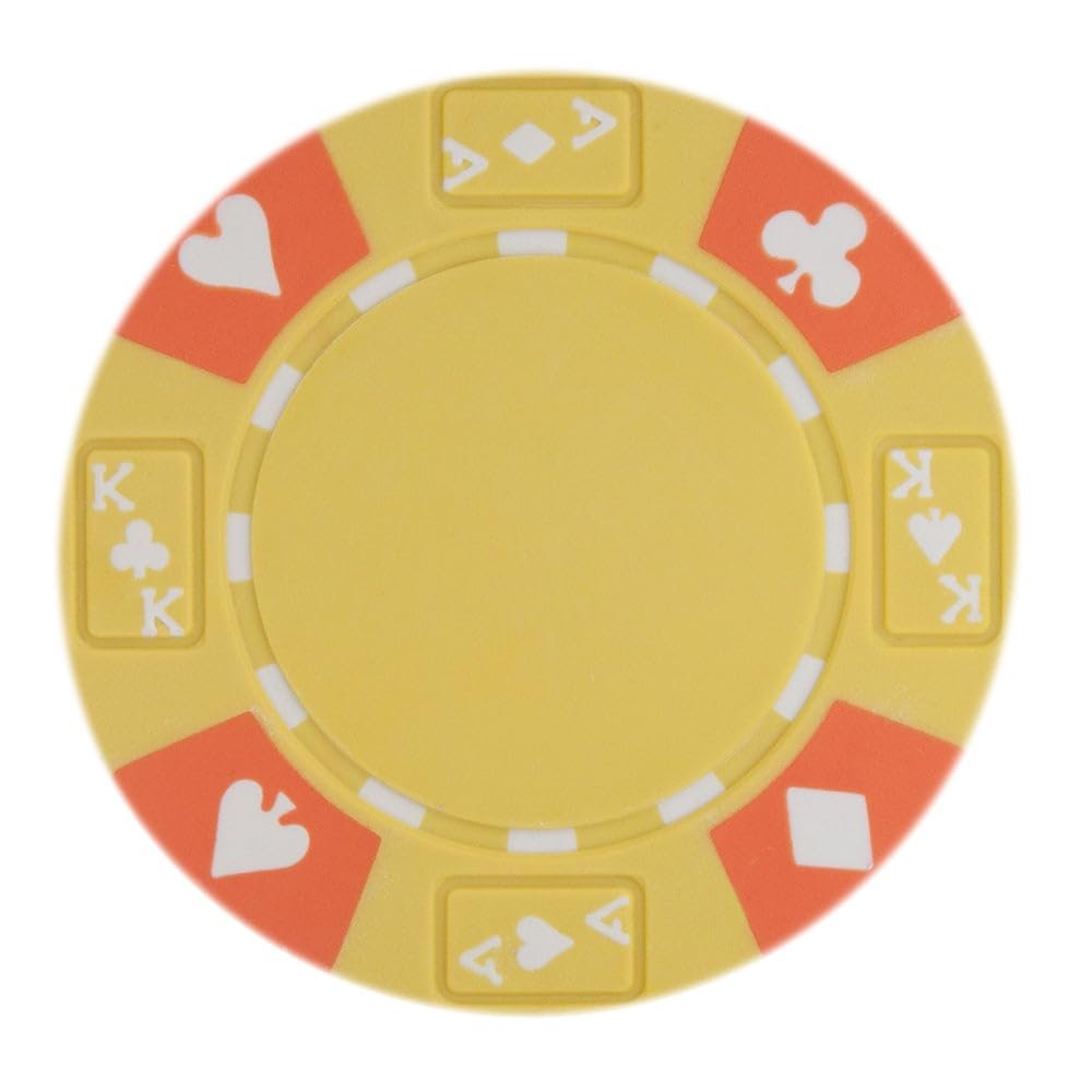 Playzaic 14-gram Ace King Premium Poker Chips (50-Pack) Heavy Clay Composite Set - Bulk Blank Casino Chips - No Denominations for Texas Holdem, Blackjack - Betting Game Accessories (Yellow)