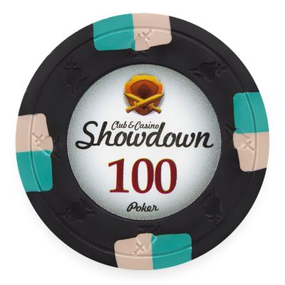 Playzaic 13.5-gram Showdown Professional Poker Chips (50-Pack) Heavy Clay Composite Set - Bulk Casino Chips with Denominations for Texas Holdem, Blackjack - Betting Game Accessories ($100 Black)
