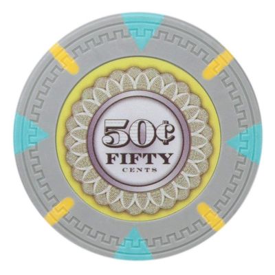 Playzaic 13.5-gram The Mint Professional Poker Chips (50-Pack) Heavy Clay Composite Set - Bulk Casino Chips with Denominations for Texas Holdem, Blackjack - Betting Game Accessories ($0.50 Gray)