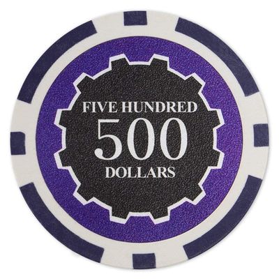 Playzaic 14-gram Eclipse Poker Chips (50-Pack) Heavy Clay Composite Set - Bulk Casino Chips with Denominations for Texas Holdem, Blackjack - Betting Game Accessories ($500 Purple)