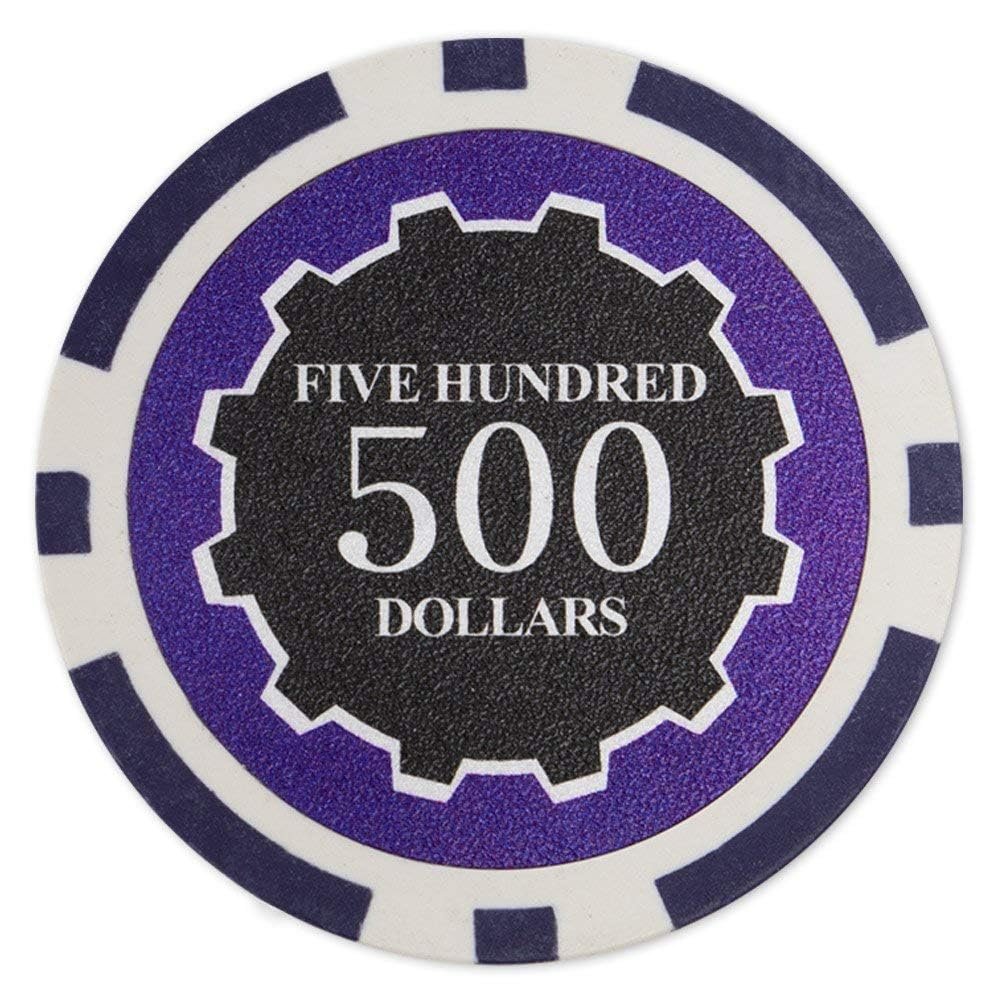 Playzaic 14-gram Eclipse Poker Chips (50-Pack) Heavy Clay Composite Set - Bulk Casino Chips with Denominations for Texas Holdem, Blackjack - Betting Game Accessories ($500 Purple)