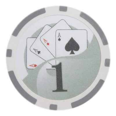 Playzaic 14-gram Yin Yang Poker Chips (50-Pack) Heavy Clay Composite Set - Bulk Casino Chips with Denominations for Texas Holdem, Blackjack - Betting Game Accessories ($1 White)