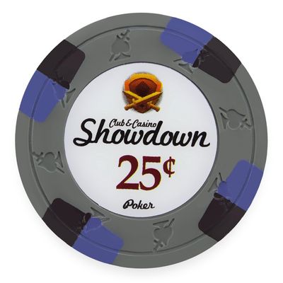 Playzaic 13.5-gram Showdown Professional Poker Chips (50-Pack) Heavy Clay Composite Set - Bulk Casino Chips with Denominations for Texas Holdem, Blackjack - Betting Game Accessories ($0.25 Gray)