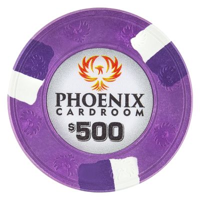Playzaic 10-gram Phoenix Professional Poker Chips (50-Pack) Real Clay Set - Bulk Casino Chips with Denominations for Texas Holdem, Blackjack - Betting Game Accessories ($500 Purple)