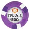 Playzaic 10-gram Phoenix Professional Poker Chips (50-Pack) Real Clay Set - Bulk Casino Chips with Denominations for Texas Holdem, Blackjack - Betting Game Accessories ($500 Purple) view 1
