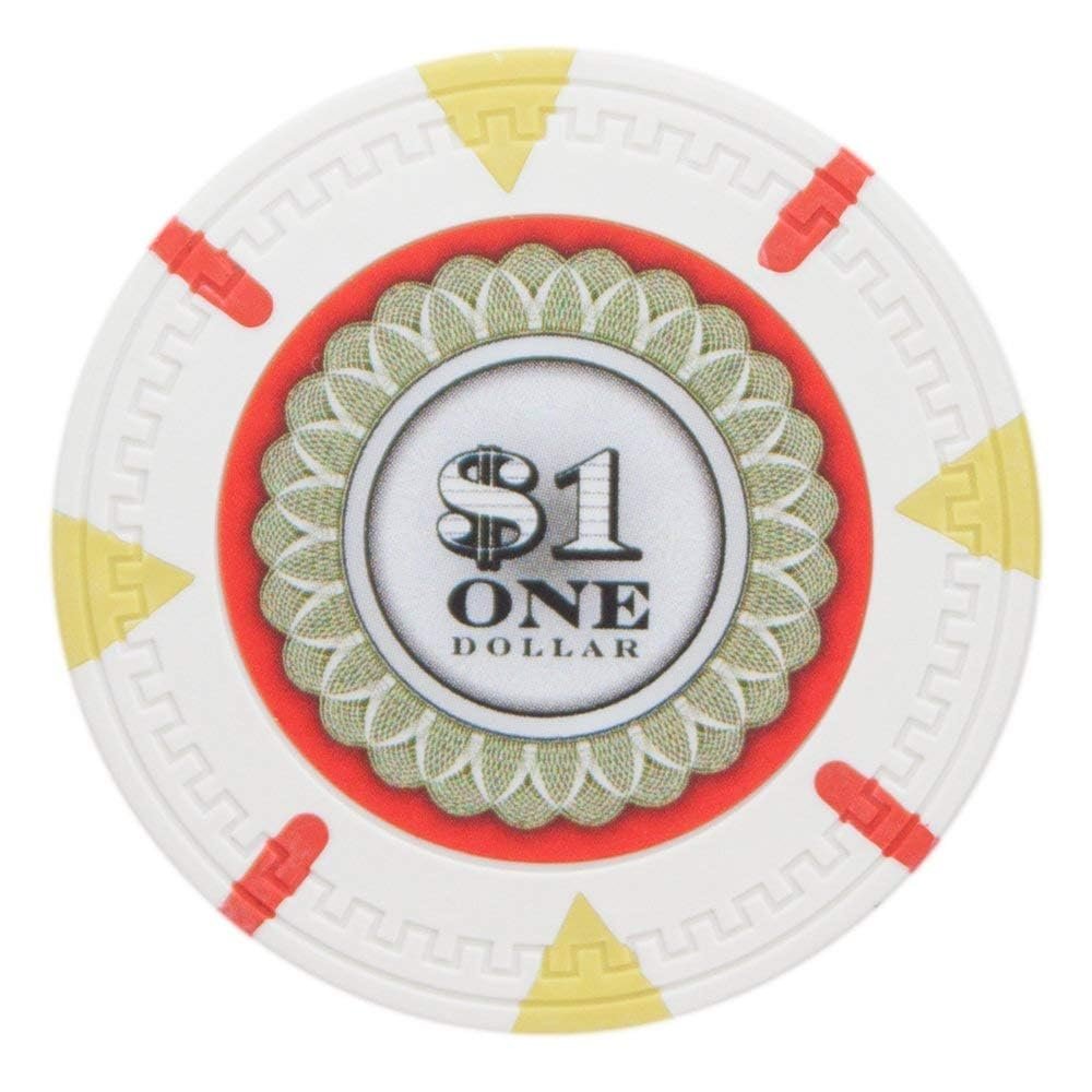 Playzaic 13.5-gram The Mint Professional Poker Chips (50-Pack) Heavy Clay Composite Set - Bulk Casino Chips with Denominations for Texas Holdem, Blackjack - Betting Game Accessories ($1 White)