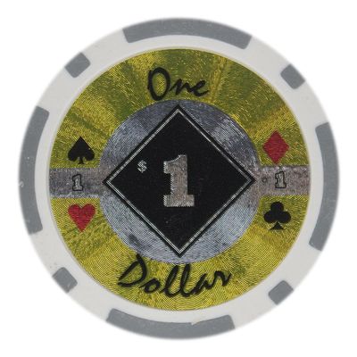 Playzaic 14-gram Black Diamond Poker Chips (50-Pack) Heavy Clay Composite Set - Bulk Casino Chips with Denominations for Texas Holdem, Blackjack - Betting Game Accessories ($1 White)