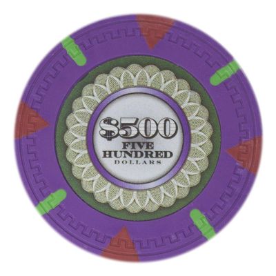 Playzaic 13.5-gram The Mint Professional Poker Chips (50-Pack) Heavy Clay Composite Set - Bulk Casino Chips with Denominations for Texas Holdem, Blackjack - Betting Game Accessories ($500 Purple)
