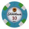 Playzaic 13.5-gram Showdown Professional Poker Chips (50-Pack) Heavy Clay Composite Set - Bulk Casino Chips with Denominations for Texas Holdem, Blackjack - Betting Game Accessories ($10 Blue) view 1