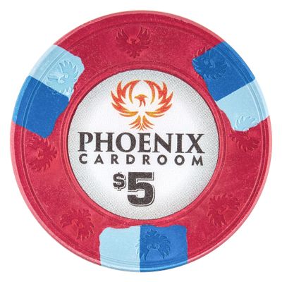 Playzaic 10-gram Phoenix Professional Poker Chips (50-Pack) Real Clay Set - Bulk Casino Chips with Denominations for Texas Holdem, Blackjack - Betting Game Accessories ($5 Red)