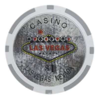 Playzaic 14-gram Las Vegas Poker Chips (50-Pack) Heavy Clay Composite Set - Bulk Casino Chips with Denominations for Texas Holdem, Blackjack - Betting Game Accessories ($1 White)