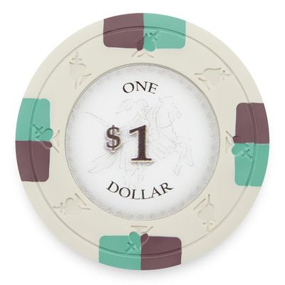 Playzaic 13.5-gram Poker Knights Premium Poker Chips (50-Pack) Heavy Clay Composite Set - Bulk Casino Chips with Denominations for Texas Holdem, Blackjack - Betting Game Accessories ($1 White)