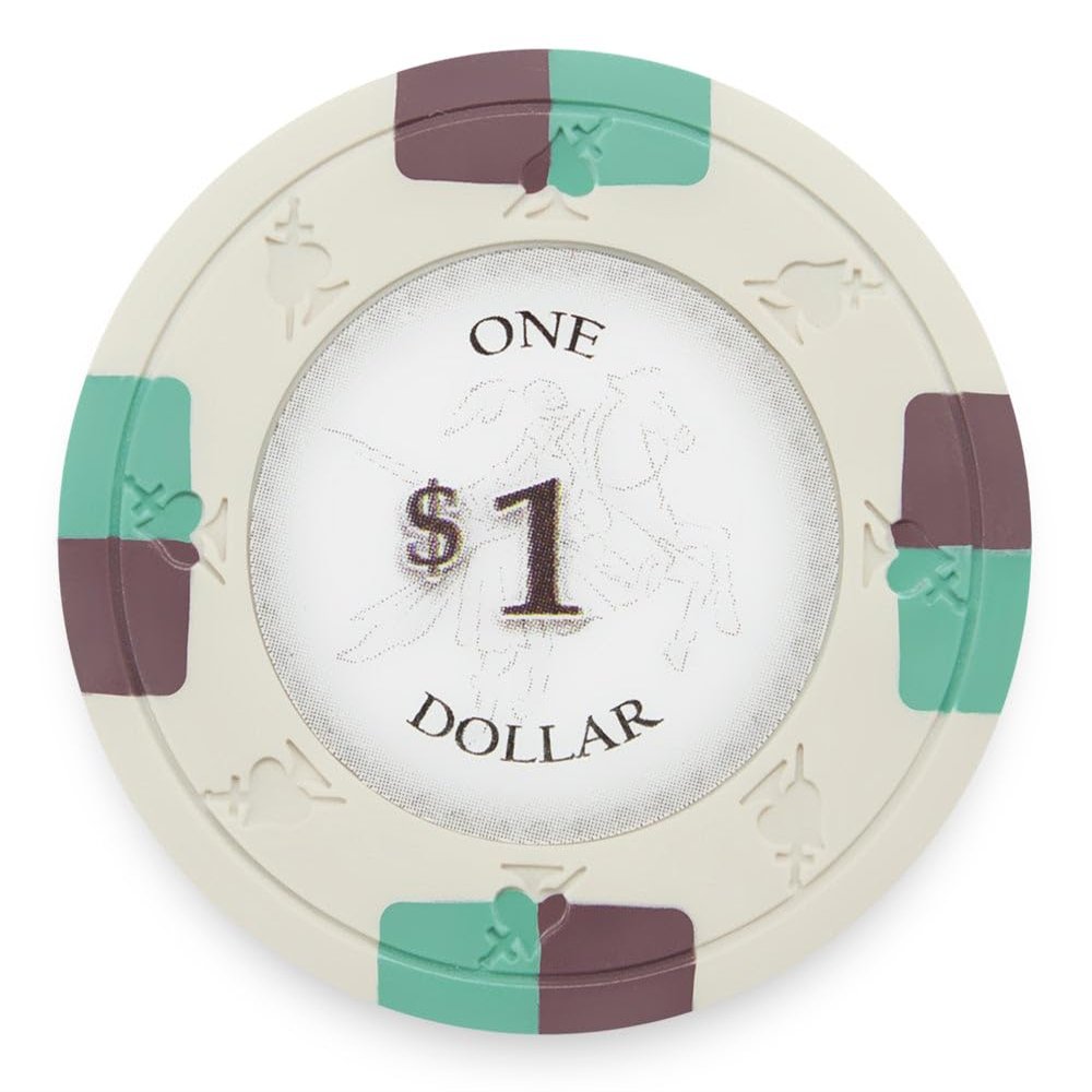 Playzaic 13.5-gram Poker Knights Premium Poker Chips (50-Pack) Heavy Clay Composite Set - Bulk Casino Chips with Denominations for Texas Holdem, Blackjack - Betting Game Accessories ($1 White)
