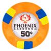 Playzaic 10-gram Phoenix Professional Poker Chips (50-Pack) Real Clay Set - Bulk Casino Chips with Denominations for Texas Holdem, Blackjack - Betting Game Accessories ($0.50 Orange) view 1