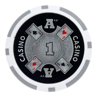 Playzaic 14-gram Ace Casino Poker Chips (50-Pack) Heavy Clay Composite Set - Bulk Casino Chips with Denominations for Texas Holdem, Blackjack - Betting Game Accessories ($1 White)