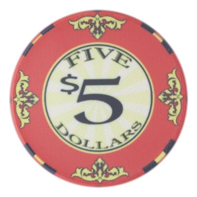 Playzaic 10-gram Scroll Premium Poker Chips (50-Pack) Casino Ceramic Set - Bulk Casino Chips with Denominations for Texas Holdem, Blackjack - Betting Game Accessories ($5 Red)