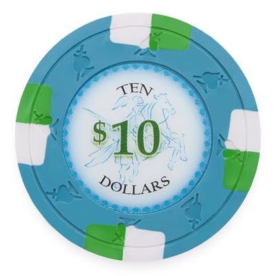 Playzaic 13.5-gram Poker Knights Premium Poker Chips (50-Pack) Heavy Clay Composite Set - Bulk Casino Chips with Denominations for Texas Holdem, Blackjack - Betting Game Accessories ($10 Blue)