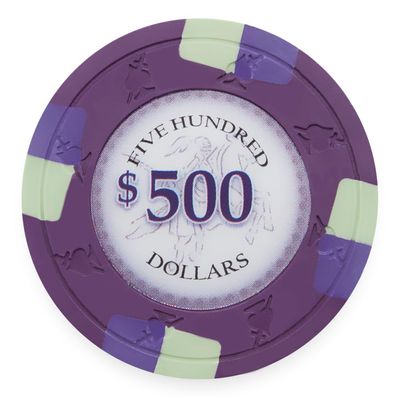 Playzaic 13.5-gram Poker Knights Premium Poker Chips (50-Pack) Heavy Clay Composite Set - Bulk Casino Chips with Denominations for Texas Holdem, Blackjack - Betting Game Accessories ($500 Purple)