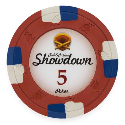 Playzaic 13.5-gram Showdown Professional Poker Chips (50-Pack) Heavy Clay Composite Set - Bulk Casino Chips with Denominations for Texas Holdem, Blackjack - Betting Game Accessories ($5 Red)