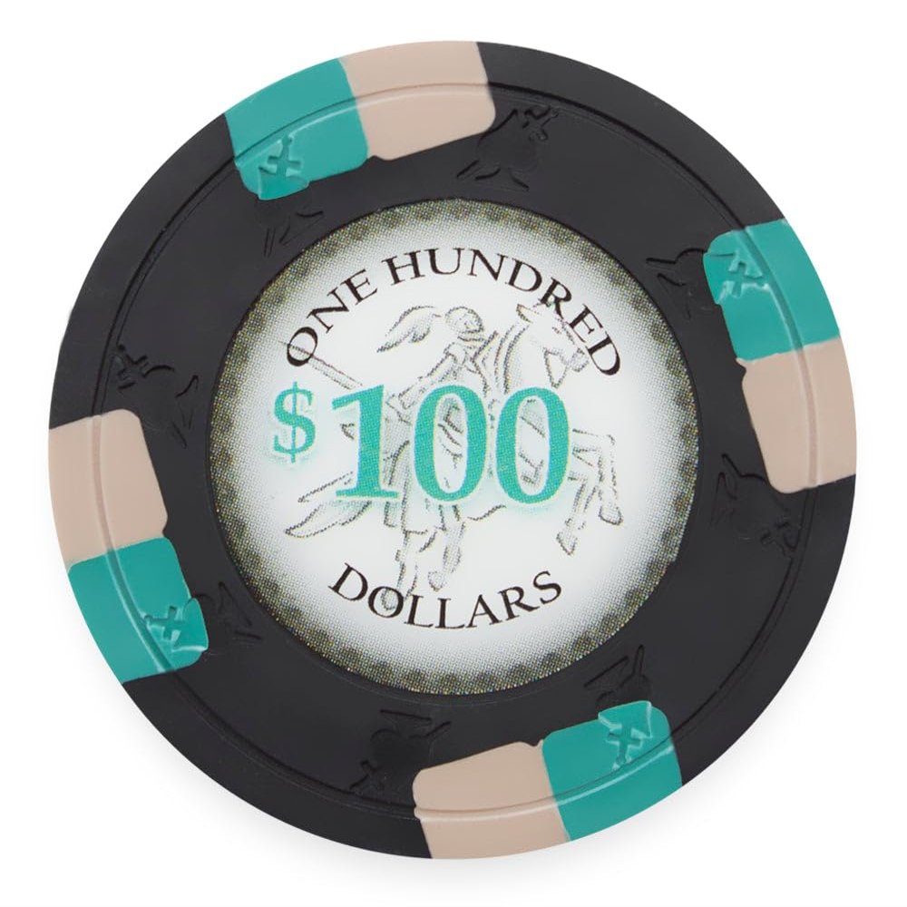 Playzaic 13.5-gram Poker Knights Premium Poker Chips (50-Pack) Heavy Clay Composite Set - Bulk Casino Chips with Denominations for Texas Holdem, Blackjack - Betting Game Accessories ($100 Black)