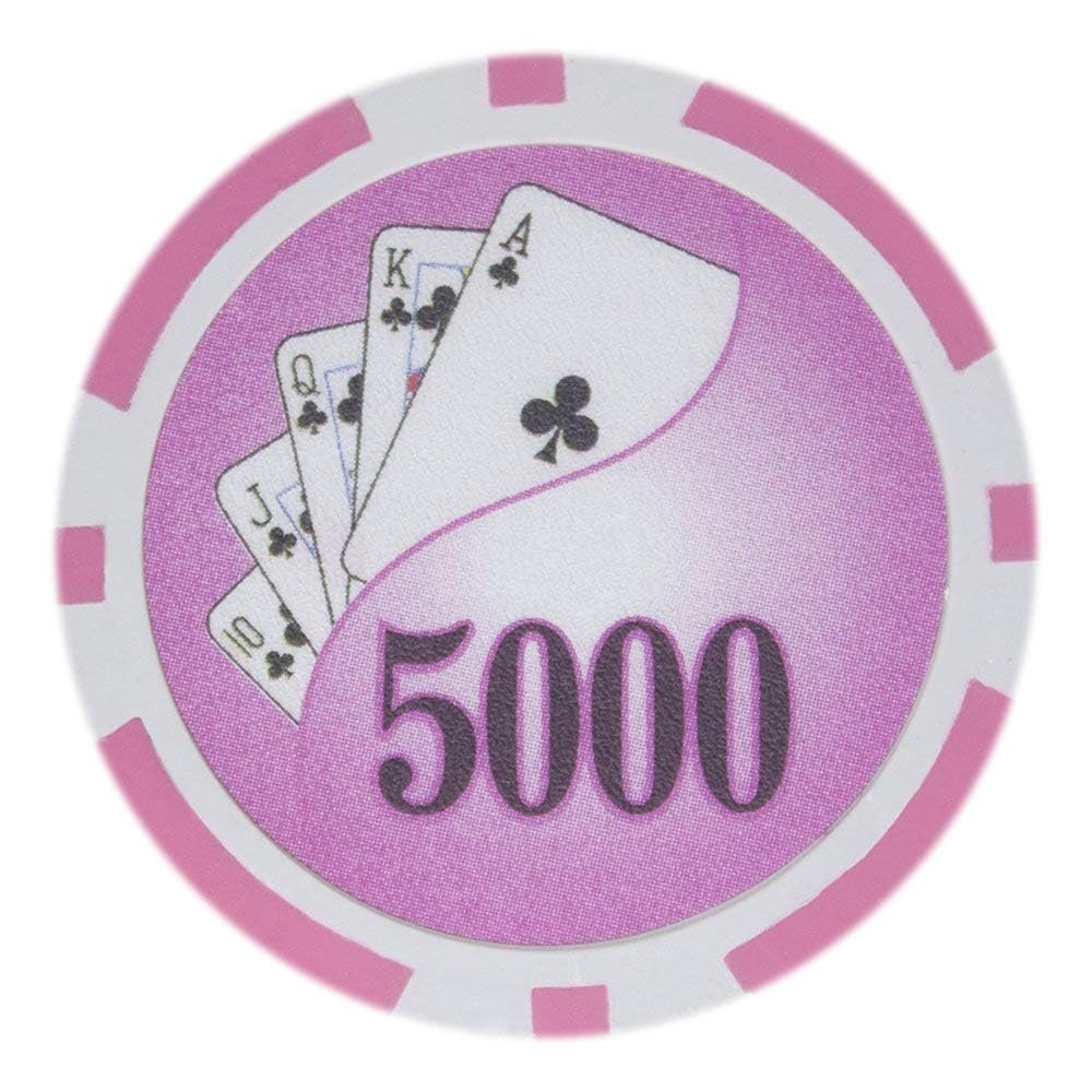 Playzaic 14-gram Yin Yang Poker Chips (50-Pack) Heavy Clay Composite Set - Bulk Casino Chips with Denominations for Texas Holdem, Blackjack - Betting Game Accessories ($5,000 Pink)