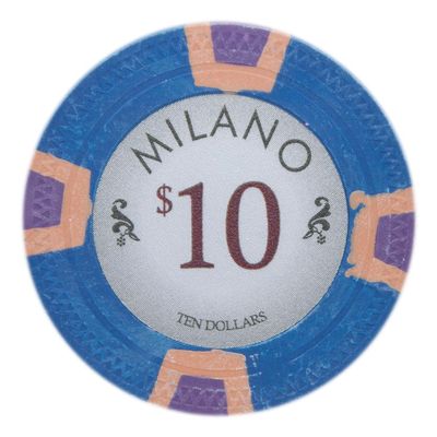 Playzaic 10-gram Milano Professional Poker Chips (50-Pack) Real Clay Set - Bulk Casino Chips with Denominations for Texas Holdem, Blackjack - Betting Game Accessories ($10 Blue)