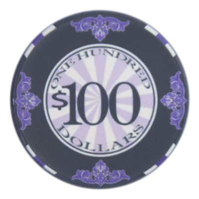 Playzaic 10-gram Scroll Premium Poker Chips (50-Pack) Casino Ceramic Set - Bulk Casino Chips with Denominations for Texas Holdem, Blackjack - Betting Game Accessories ($100 Black)